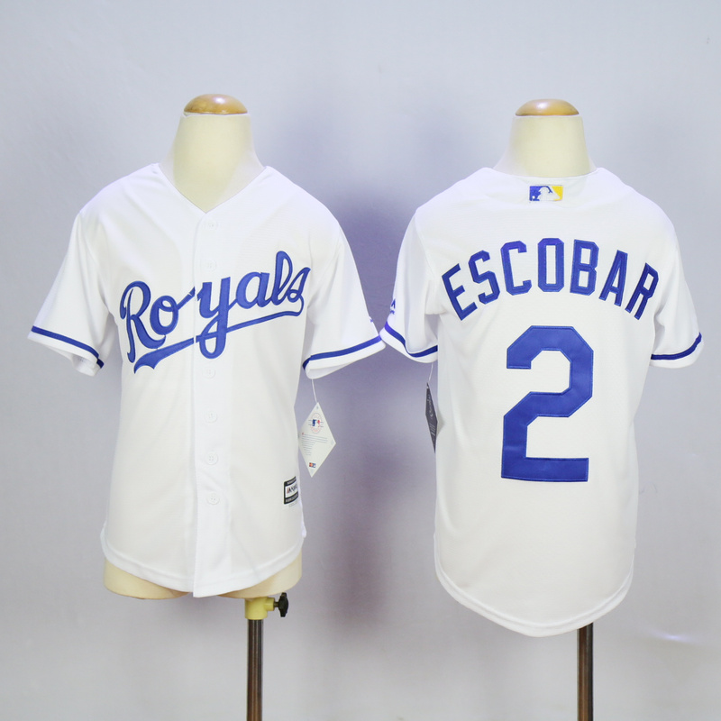 Youth Kansas City Royals 2 Eacobar White MLB Jerseys